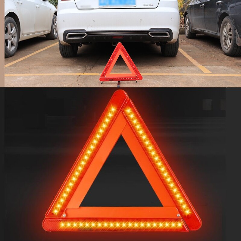طوي حاجز الطريق LED تحذير مثلث السلامة في حالات الطوارئ عاكس وقف الخطر الأحمر علامة مركبة الطوارئ مثلث ترايبود