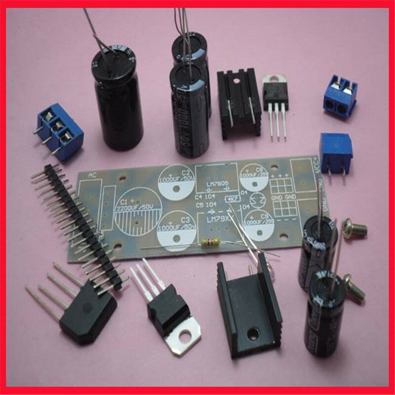 LM7805 + L7905 وحدة منظم الجهد الناتج + 5 فولت و-5 فولت (السلبية 5 فولت) عدة +-5 فولت وحدة منظم الجهد