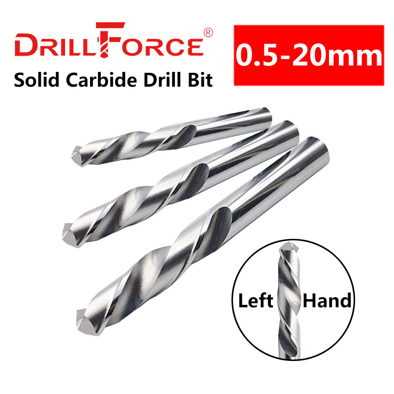Drillforce 1 قطعة 0.5 مللي متر-20 مللي متر اليد اليسرى حفر كربيد من الصلب بت عكس دوامة فلوت تويست مثقاب ل الصلب سبيكة المقاوم للصدأ أداة