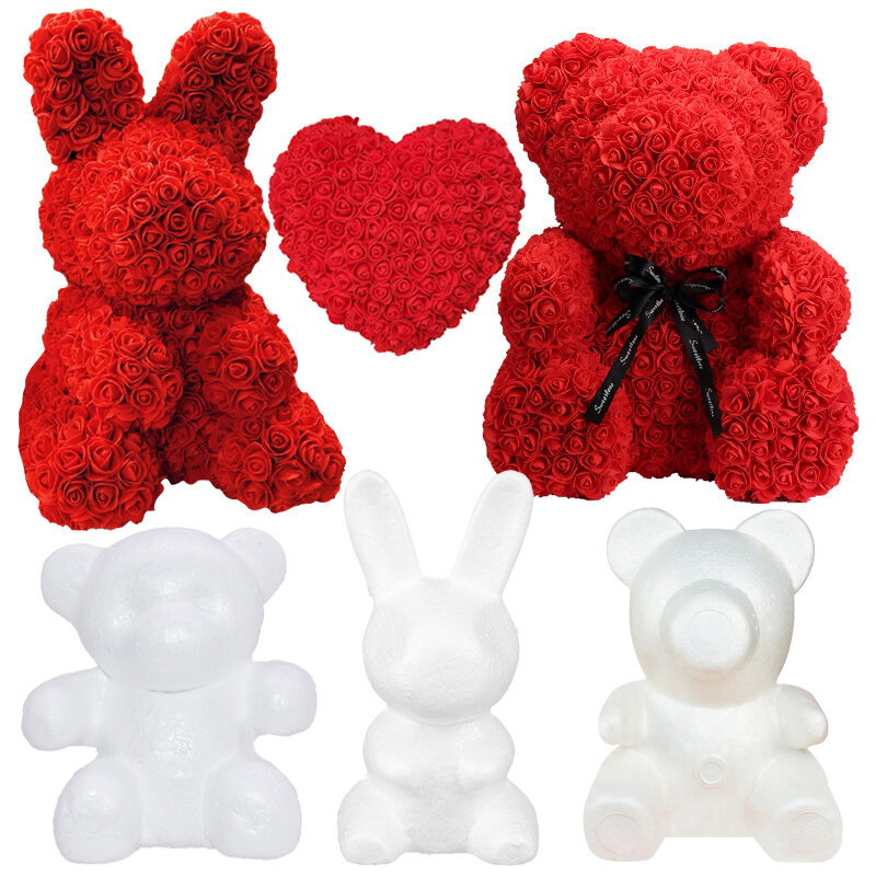 Led الورد تيدي بير هدية عيد الحب لتقوم بها بنفسك هدية عيد ميلاد البوليسترين الستايروفوم الدب الأرنب القلب قالب لعيد الفصح