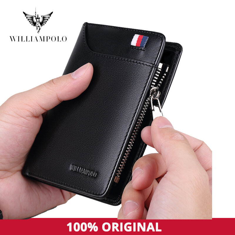 ويليابولو محفظة للعملة جلد أصلي للرجال محفظة مع حامل بطاقة محفظة قصيرة سحاب محافظ عادية ستاندرد محافظ PL293