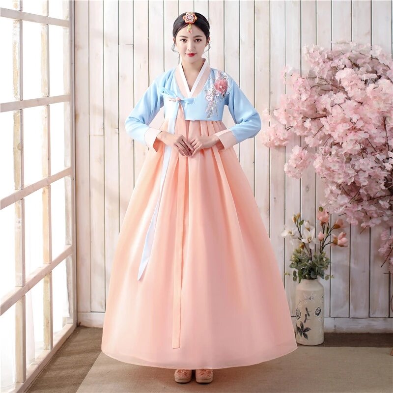 الكورية التقليدية الملابس فستان المرأة موضة كوريا الزفاف ملابس رقص المرحلة الملابس الآسيوية حفلة الجنية الهانبوك تنورة علوية مجموعة