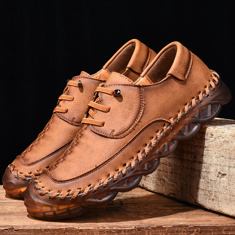 جديد 2022 اليدوية أحذية من الجلد الرجال في الهواء الطلق تنفس حذاء رجالي حذاء رجالي جلد مسطح رائجة البيع الأخفاف ملبوس القدم