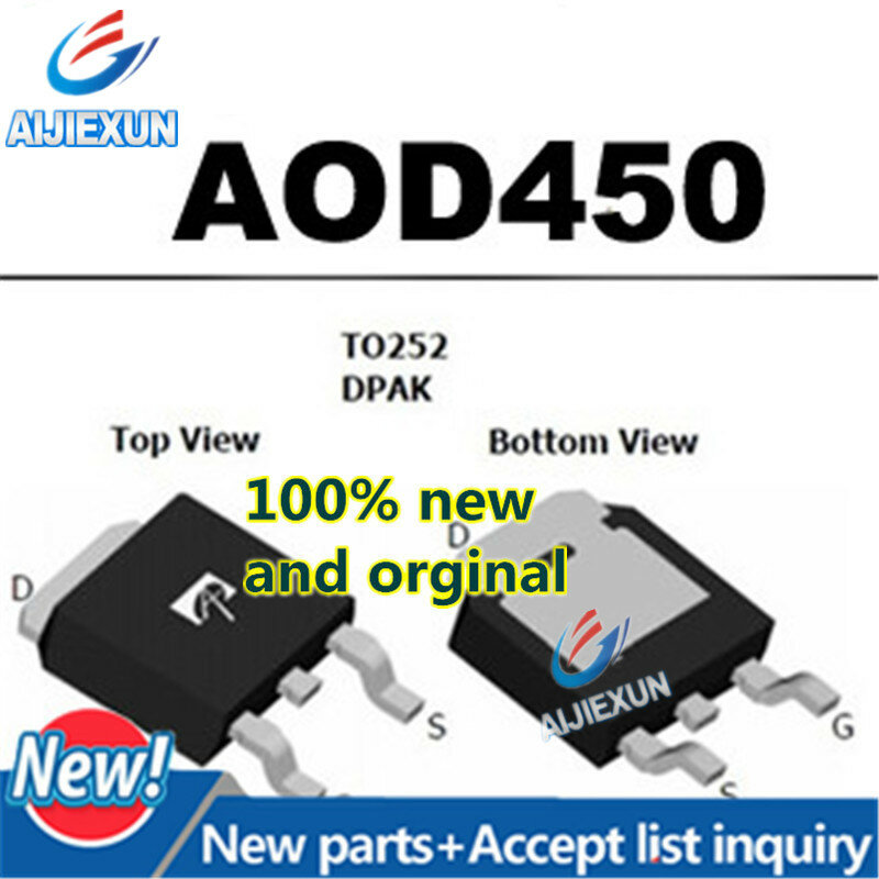 10 قطعة 100% جديد وأصلي AOD450 D450 SOT252 MOS N-قناة تعزيز وضع ترانزستور بتأثير حقل مخزون كبير