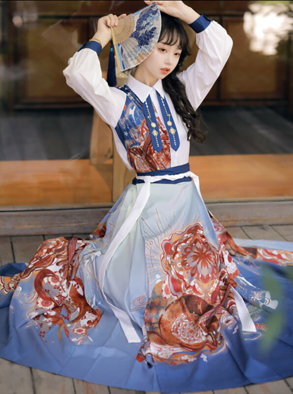 جديد Hanfu المرأة الحديثة تحسين الصينية القديمة Hanfu تأثيري حلي الربيع والخريف طويلة الأكمام فستان Hanfu للنساء