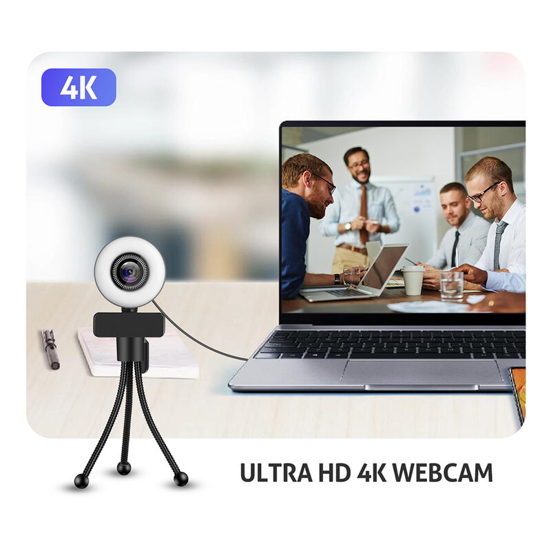 Taida 1080P 2K 4K HD كاميرا ويب مع حلقة ملء ضوء الكمبيوتر المحمول الكمبيوتر البث المباشر كاميرا فيديو كاميرا ويب ميكروفون كاميرا ويب