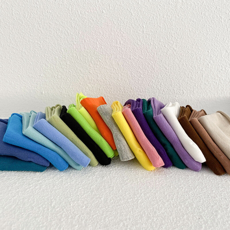 جوارب نسائية قصيرة بلون واحد جوارب يابانية بنمط هاراجوكو جوارب قطنية مزركشة قابلة للتنفس مريحة بلون الحلوى