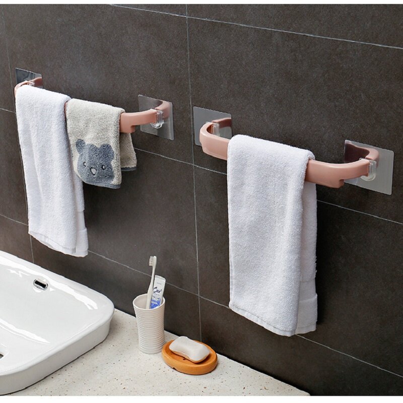 مفيدة البلاستيك الحائط الحمام منشفة بار الجرف الذاتي لاصق حامل Rack المرحاض لفة ورقة معلقة شماعات الحمام التموين