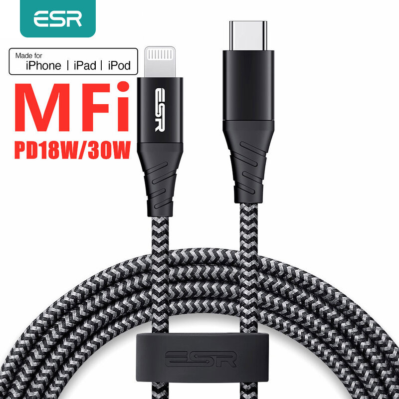 ESR USB C إلى البرق كابل نوع C MFi البرق كابل شحن سريع آيفون 13 12 لباد MFI البرق كابل خط البيانات