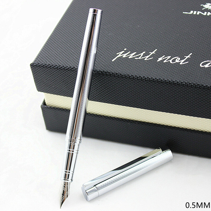 Jinhao-قلم حبر أسود وفضي ، كلاسيكي ، مع سن إيريديوم 126 مللي متر ، أفضل هدية احترافية ، قلم حبر معدني ، 0.5