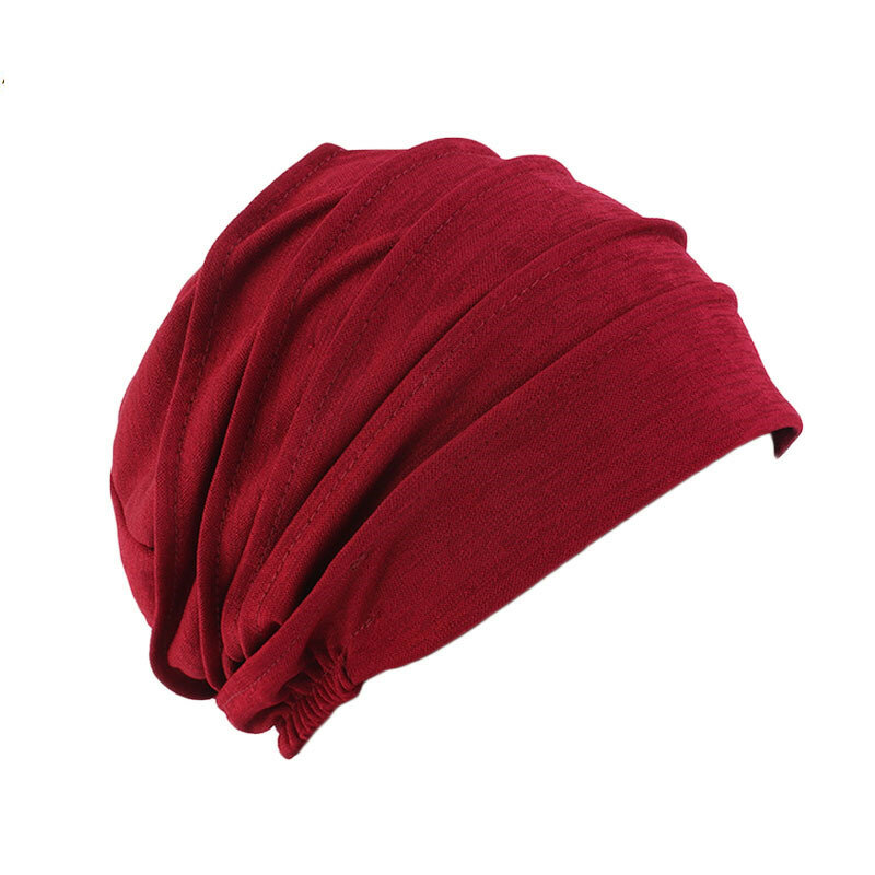النساء تنفس قبعة جديدة المرأة الحجاب عمامة مرونة غطاء رأس القماش قبعة لينة كشكش السرطان الكيماوي غطاء وشاح إسلامي قبعة بالجملة