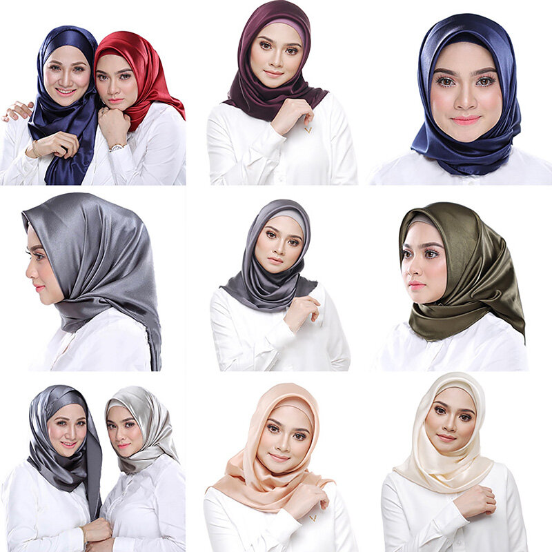 مسلم الحجاب وشاح القطن عادي الحجاب 90*90 سنتيمتر كبير مربع عقال Lslamic امرأة الحجاب والأوشحة شال التفاف عمامة