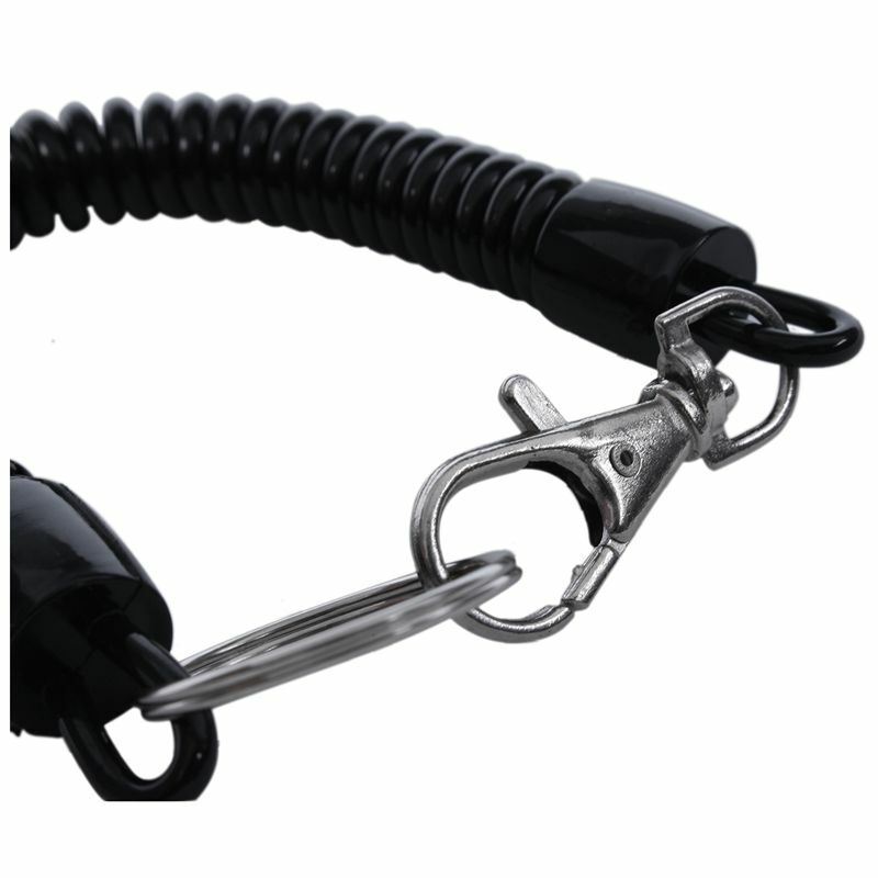 مشبك قفل الربيع الأسود بسط لفائف الحبل حزام سلسلة المفاتيح مفتاح سلسلة حبل