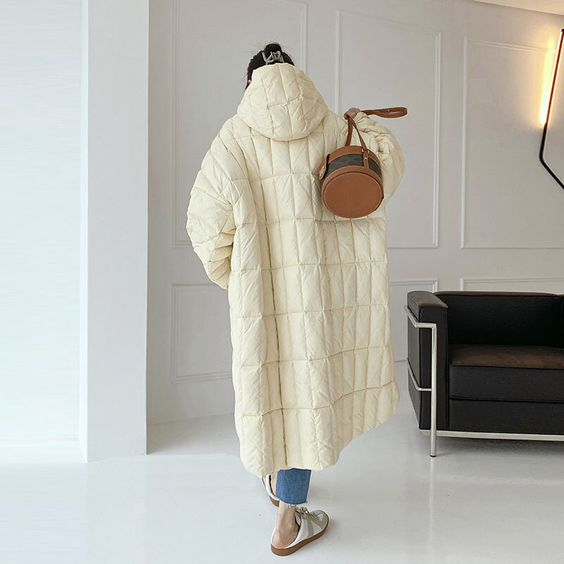 الشتاء الدافئة المرأة طويلة أسفل سترة المتضخم موضة مقنعين معطف منفوش أبلى سميكة ملابس سيدة عادية البريدي INKEO 1O380