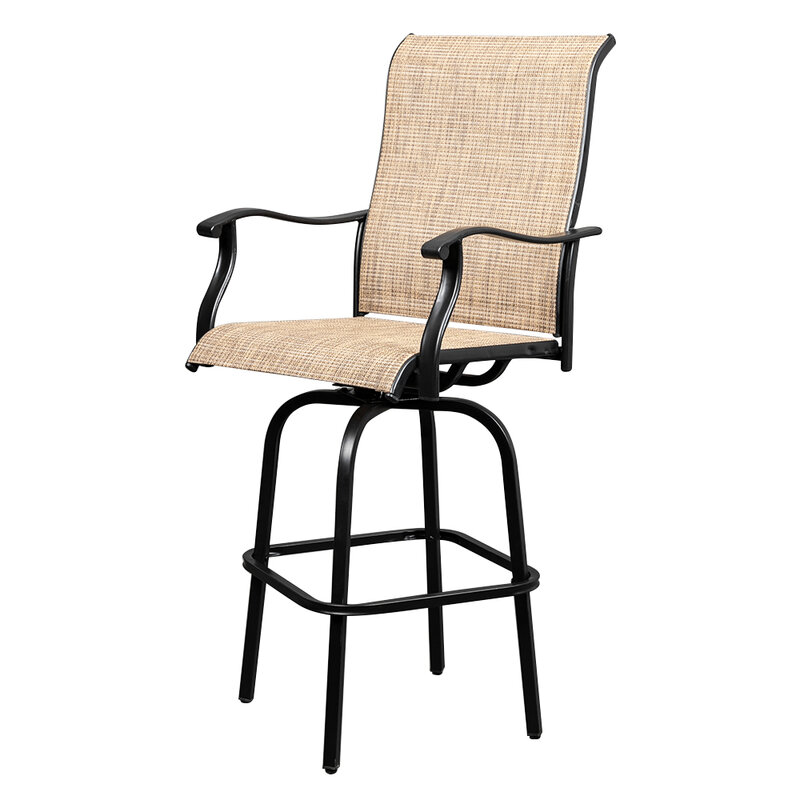 كرسي بار دوار من الحديد المطاوع ، كرسي فناء ، مقعد بار دوار ، أسود (59x67x130.5) سم ، مستودع الولايات المتحدة ، 2 قطعة