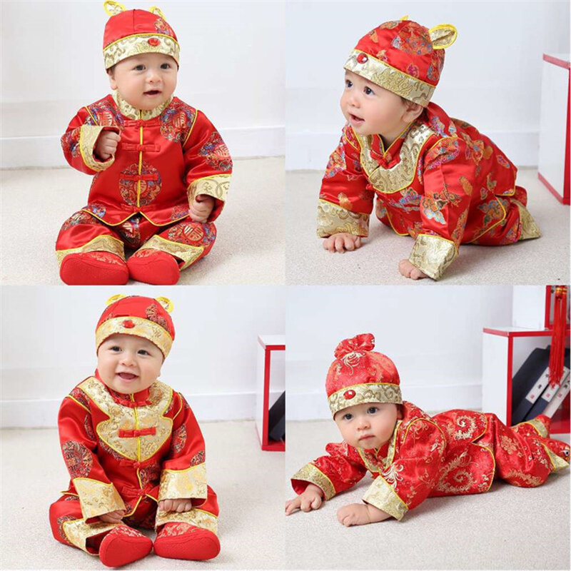طفل الاطفال تانغ دعوى الصينية التقليدية السنة الجديدة الملابس سنة واحدة زي الأطفال تانغ الملابس التصوير الملابس