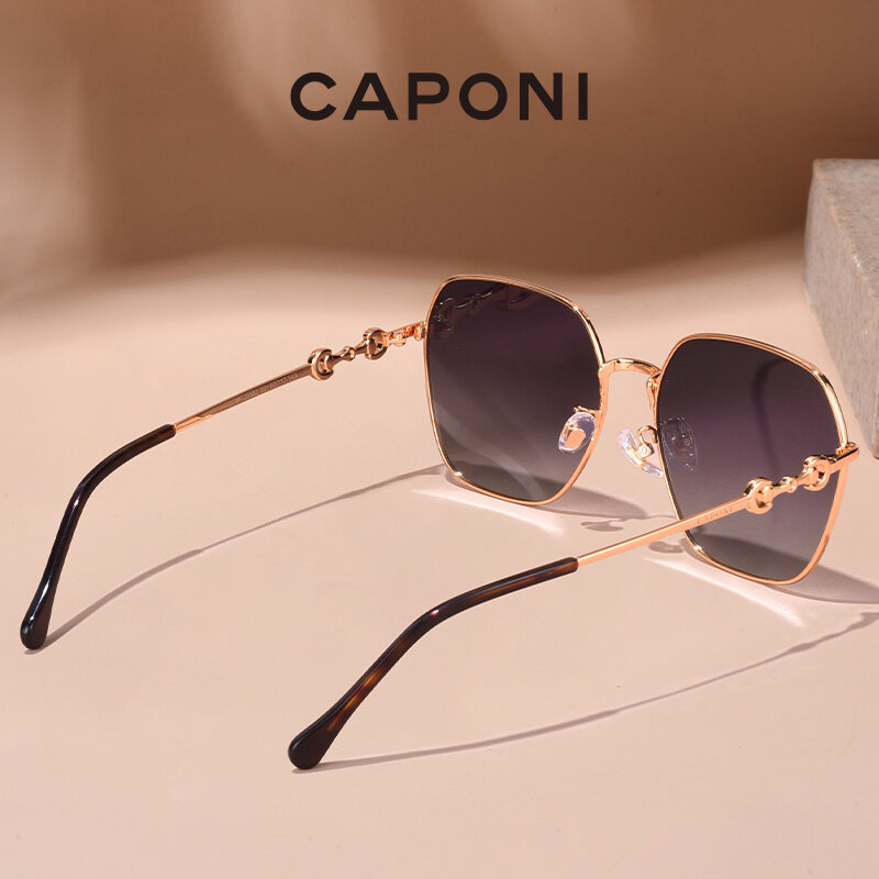 CAPONI موضة النظارات الشمسية النساء الفاخرة العلامة التجارية مصمم نظارات شمسية للإناث العصرية التدرج عدسة النظارات مع صندوق التعبئة CP882