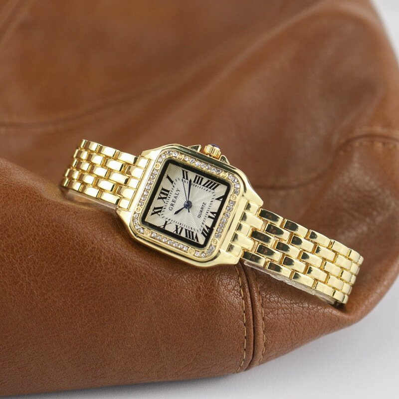 ساعة يد كوارتز مربعة مع سوار فولاذي للنساء ، كلاسيكية ، فضية ، بسيطة ، فاخرة ، ماركة ، موضة ، للسيدات