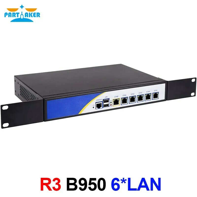 جهاز توجيه حائط حماية من Partaker R3 مع 6 جيجابت LAN إنتل ثنائي النواة B950 2.1Ghz ROS 8GB Ram 128G SSD