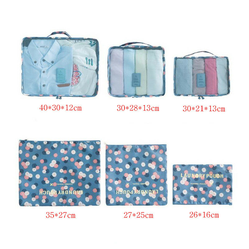 6 قطعة حقيبة التخزين السفر مجموعة للملابس مرتبة منظم خزانة حقيبة الحقيبة السفر المنظم حقيبة كيس الأحذية التعبئة مكعب حقيبة