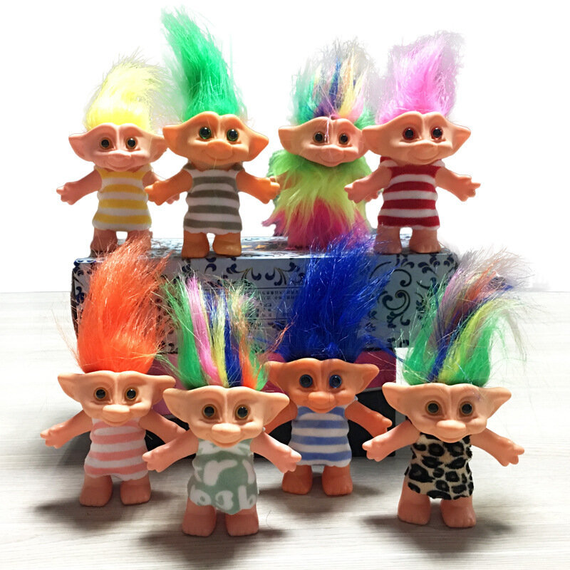 8 أنماط أنيمي عمل الشكل الملونة الشعر Kawaii أفراد الأسرة القزم ماجيك ألعاب الدمى للأطفال الحنين الكبار