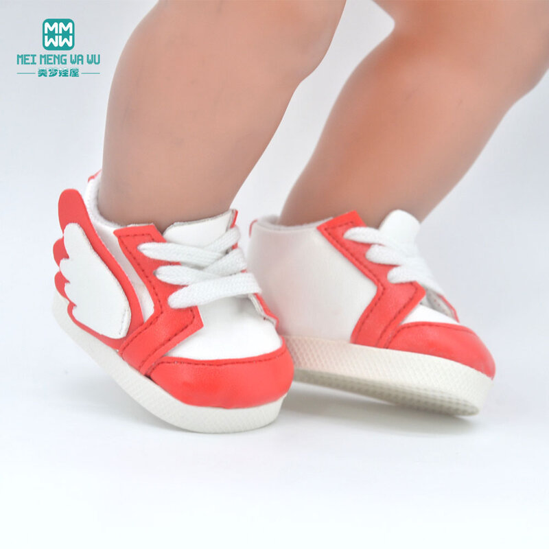 Mini 7 سنتيمتر طفل أحذية رياضية بيضاء أحذية للدمى يناسب 43 سنتيمتر لعبة المولود الجديد دمى الاكسسوارات والدمية الأمريكية