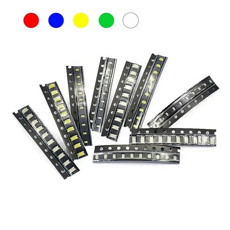 100 قطعة/الوحدة جديد 0805 SMD LED أحمر/أخضر/أزرق/أصفر/أبيض 5 قيم الألوان كل 20 قطعة