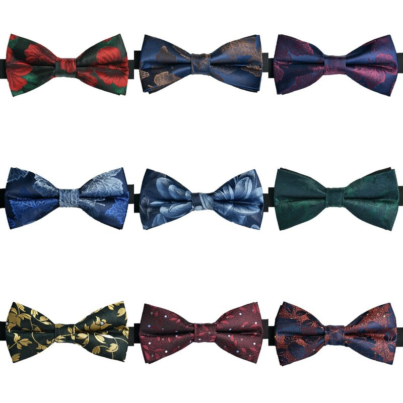 الرجال الرجعية زهرة قبل تعادل ربطة القوس فيونكة حفل زفاف سهرة الأعمال طبقة مزدوجة ربطة القوس فيونكة