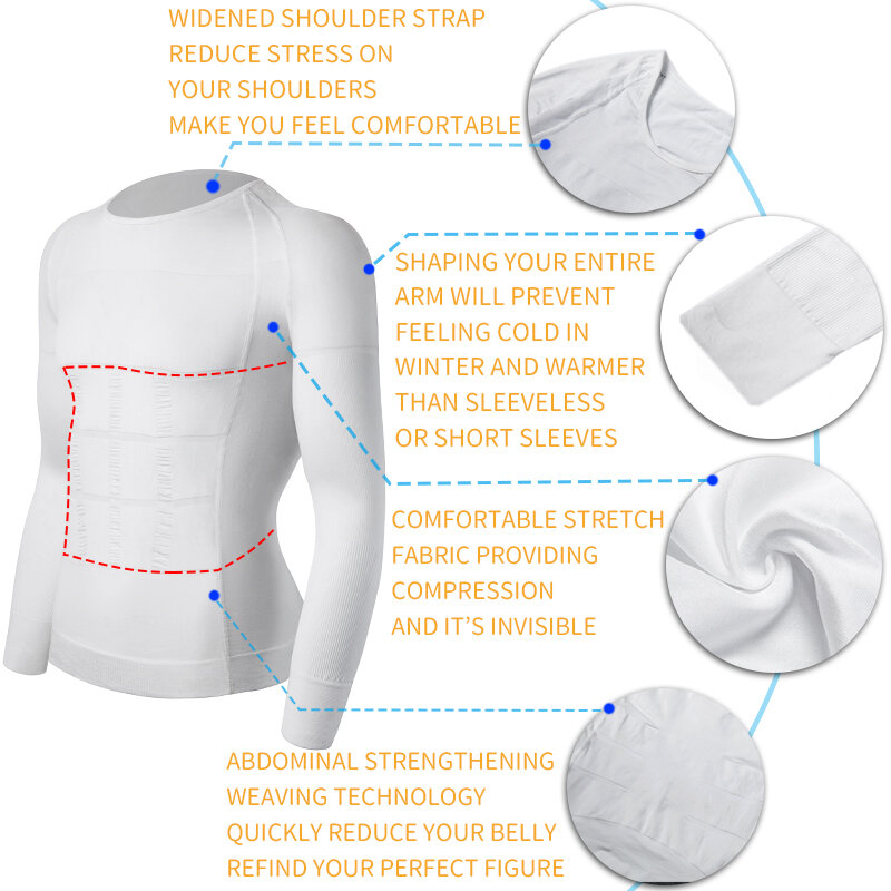 مشد تنحيف الجسم للرجال ، مشد لتقليل الخصر والبطن ، قميص ضغط ، مشد للجسم النحيف