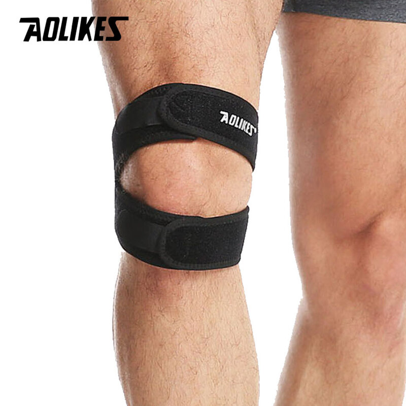 AOLIKES 1 قطعة الضغط الركبة التفاف كم دعم ضمادة سادة مرنة الأقواس الركبة حفرة نيباد السلامة كرة السلة تنس الدراجات