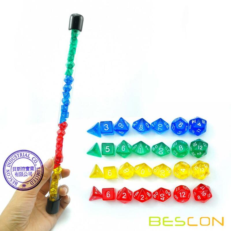 Bescon-مجموعة النرد الصغيرة متعددة السطوح ، مجموعة من 28 قطعة ، متعددة السطوح ، شفافة وملونة ، نرد آر بي جي صغير ، مجموعة أحجار كريمة صغيرة ، 4 × 7 قطع
