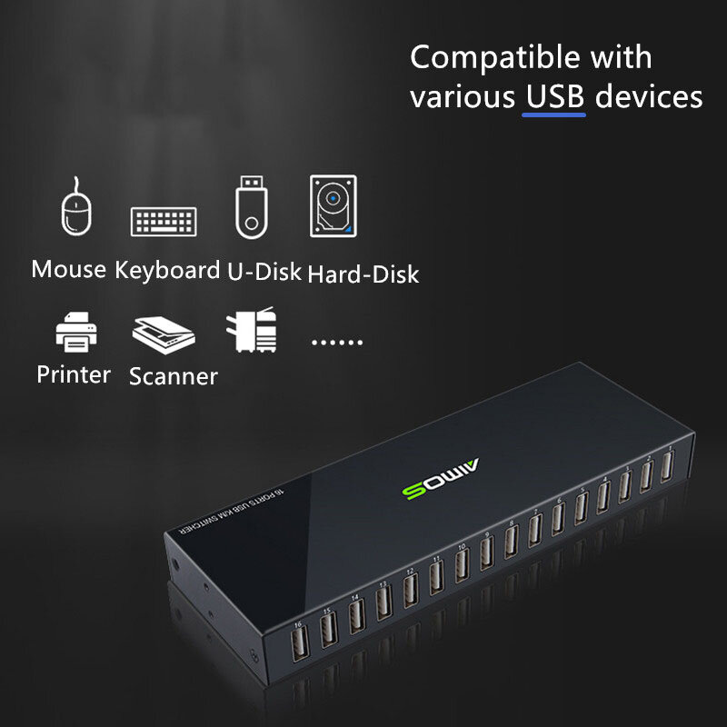 USB 2.0 التبديل KVM الجلاد الفاصل صندوق لمدة 16 قطعة تقاسم طابعة لوحة المفاتيح الماوس KVM 4K USB HDMI التبديل صندوق عرض الفيديو جديد