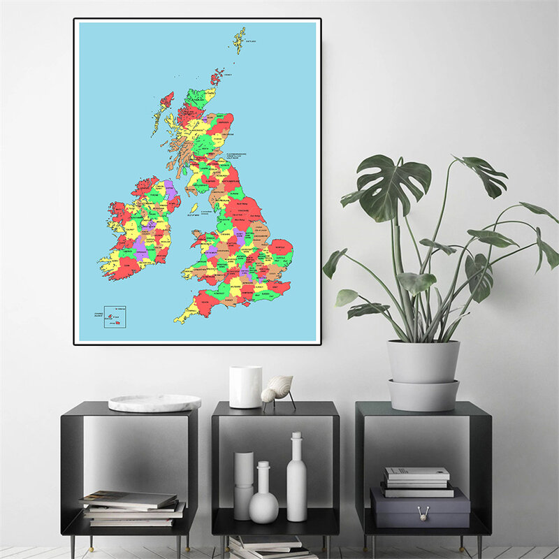 42*59 سنتيمتر خريطة المملكة المتحدة صغيرة الحجم الجدار ملصق فني قماش اللوحة ديكور المنزل اللوازم المدرسية حقيبة هدية للسفر
