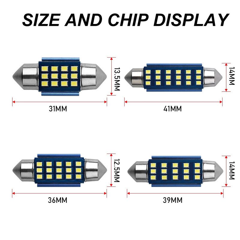 2x C10W C5W LED في Canbus اكليل 31 مللي متر 36 مللي متر 39 مللي متر 41 مللي متر 2016 ل لمبة سيارة الداخلية القراءة ضوء لوحة ترخيص مصباح الأبيض الشحن خطأ