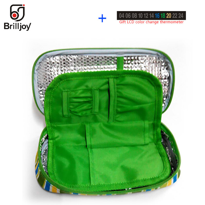 Brilljoy-حقيبة أنسولين للثلاجة ، حقيبة تبريد من الألومنيوم ، محمولة ، معزولة ، للسفر ، صندوق تبريد ، 2018