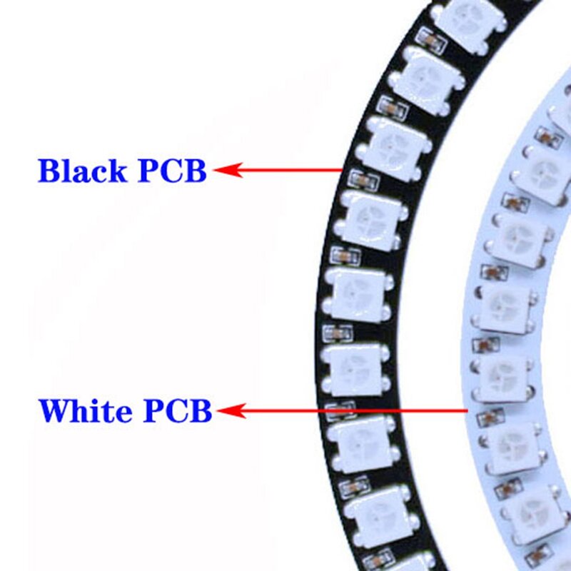 DC5V WS2812B الفردية عنونة Led الدائري 5050 RGB أضواء مستديرة أسود أبيض PCB 8 16 24 35 45 بكسل 3Pin ذكر أنثى الاتصال