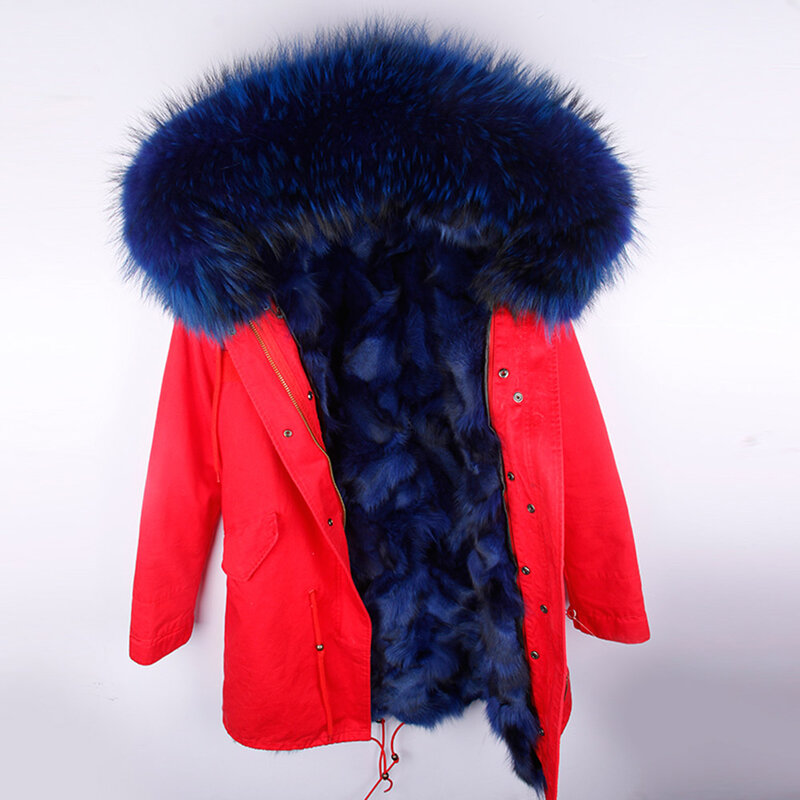 MaoMaoKongMulher معطف بركة (سترة من الفراء بقبعة للقطب الشمالي) الطبيعية فوكس الفراء معطف مقنعين السيدات معطف بركة (سترة من الفراء بقبعة للقطب الشمالي) الشتاء الدافئة سترة