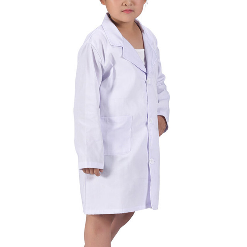 1 قطعة الأطفال ممرضة طبيب معطف أبيض للمختبر الزي الرسمي زي الأداء العلوي الطبية