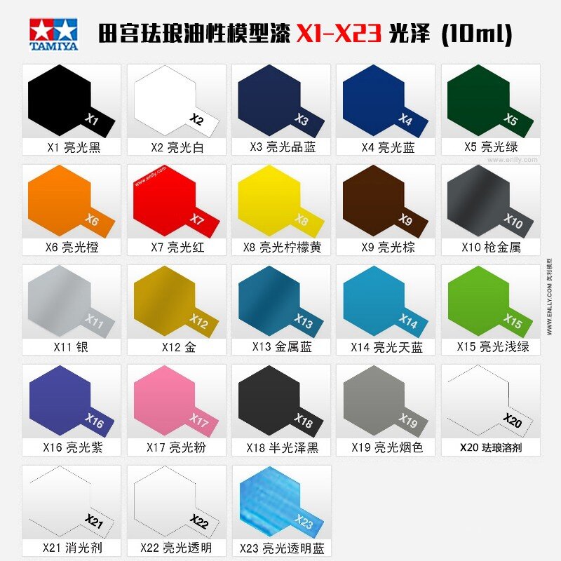 10 مللي طامية اللون المينا الطلاء X1-X35 ألوان اللوحة لتجميع نموذج