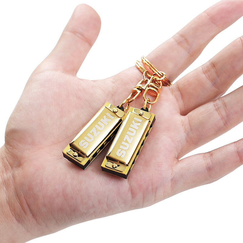 سوزوكي هارمونيكا صغيرة 5 ثقوب 10 لهجة هارمونيكا المفاتيح مفتاح C الذهبي آلات Woodwind هدية
