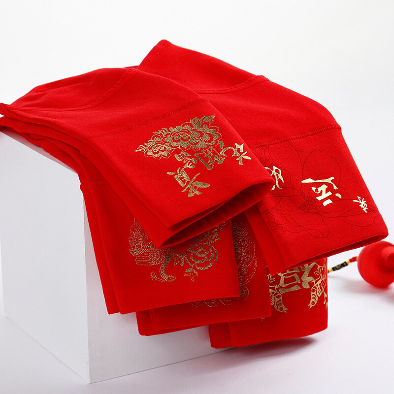 مجموعة الملابس الداخلية سراويل النساء الصين الصينية الأحمر عالية الخصر القطن الفتيات مثير ملخصات سلس حجم كبير سراويل داخلية السراويل الإناث