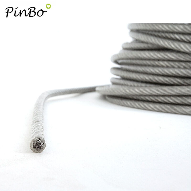 حبل من الفولاذ المقاوم للصدأ المطلي الشفاف PVC ، حبل حبل الغسيل 5 أمتار ، قطر 0.8 مللي متر 1 مللي متر 1.5 مللي متر 2 مللي متر 3 مللي متر