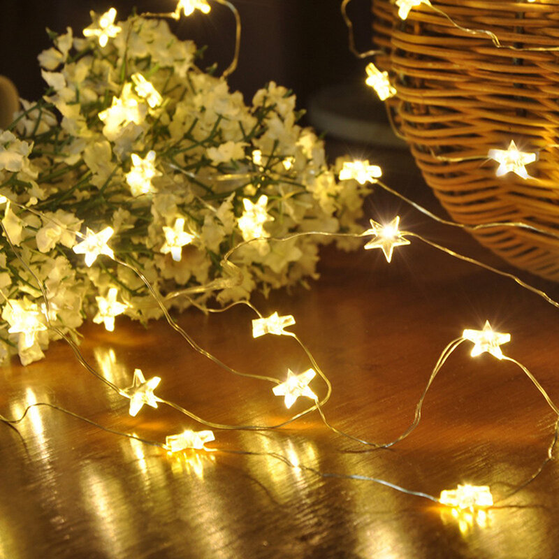 2 متر/3 متر/4 متر الجنية نجوم LED أضواء سلسلة تعمل بالبطارية بالطاقة الأسلاك النحاسية عيد الميلاد الديكور أضواء ليلية لقضاء عطلة حفل زفاف