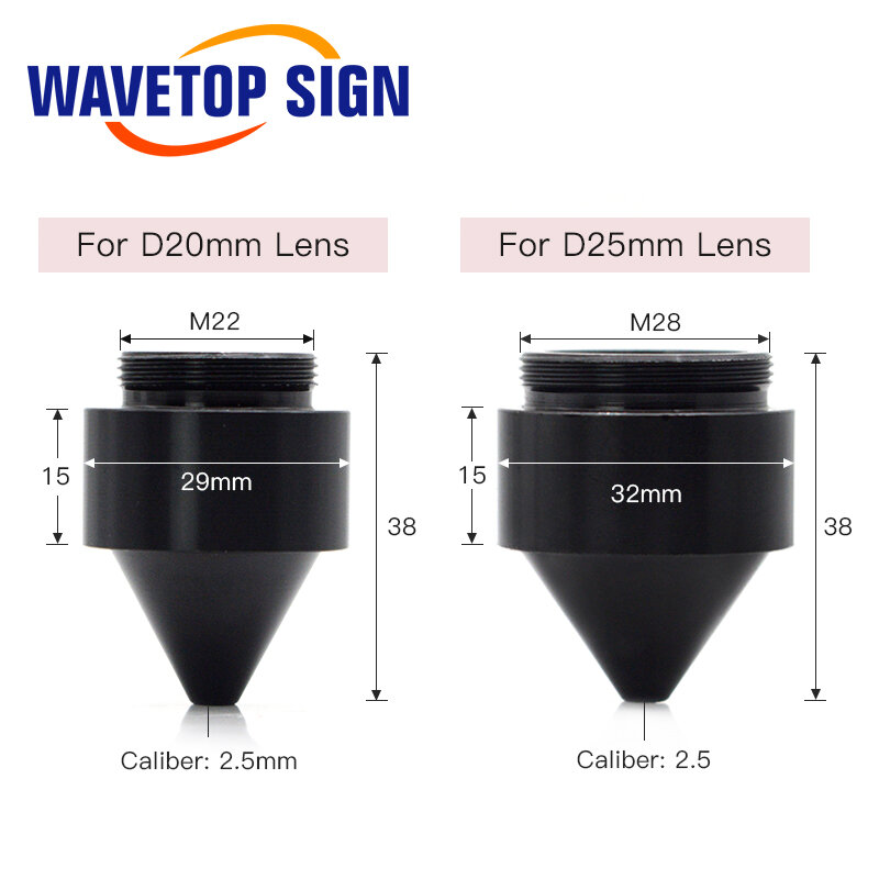 WaveTopSign Co2 عدسة أنبوب القطر الخارجي 25 مللي متر ل عدسة Dia.20/25 مللي متر FL 50.8/63.5 مللي متر ل CO2 آلة تقطيع بالليزر
