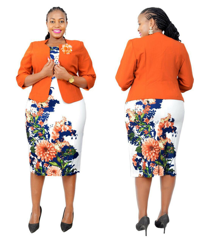 2XL 6XL كبيرة الحجم فساتين الأفريقية للنساء Dashiki طباعة فستان سترة قطعتين مجموعة مكتب سيدة البدلة سترة وتتسابق الربيع