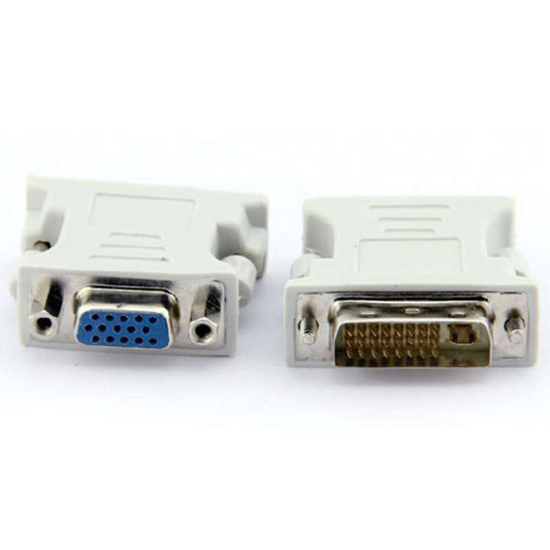 أبيض موصل محول متعدد الأغراض البلاستيك فيديو محول كمبيوتر مصغر مراقب DVI 24 + 1 إلى VGA أنثى دائم