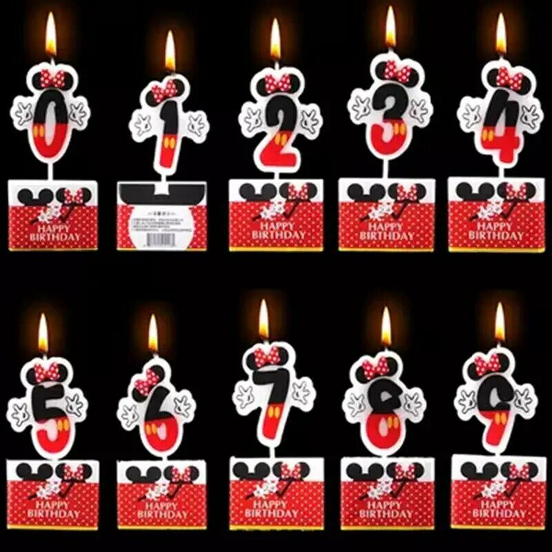 حار عيد ميلاد سعيد عدد 0-9 الشموع الكرتون ميكي ميني ماوس شمعة كعكة قطاعات الكيك لوازم الديكور الطرف لتقوم بها بنفسك الهدايا