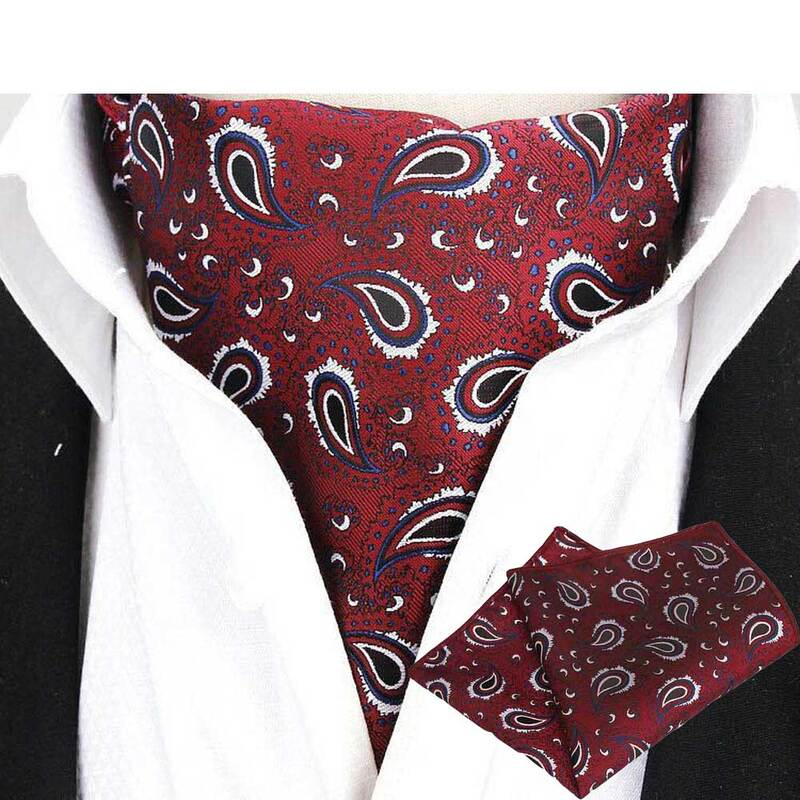 الرجال الكلاسيكية الأزهار بيزلي Cravat أسكوت ربطة العنق منديل جيب مربع مجموعة BWTQN0321
