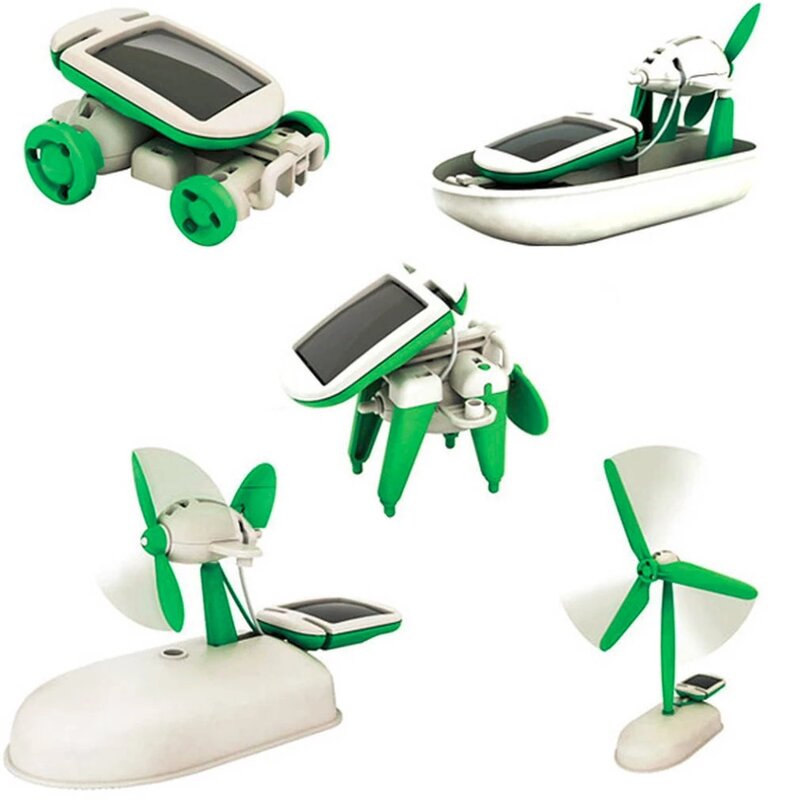 أحدث الطاقة الشمسية 6 في 1 مجموعة ألعاب DIY بها بنفسك التعليمية التدريس سيارة روبوت قارب الكلب مروحة طائرة جرو هدية عيد ميلاد الحاضر!! رائجة البيع!