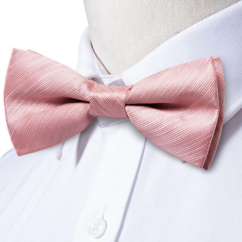 مرحبا التعادل الحرير الوردي مخطط رجالي ربطة العنق الجاكار الكبار ربطة القوس فيونكة hankerleader أزرار أكمام مجموعة قبل تعادل فراشة Bowknot حفل زفاف
